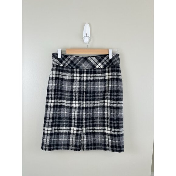 LL Bean Wool Plaid Skirt 4 Petite Favorite Fit Knee Length Preppy Dark Academia - Picture 2 of 10